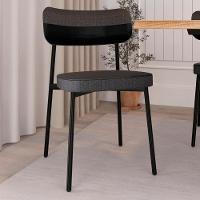 Cadeira De Jantar Estofada Kit 8 Ella M25 Linho Grafite-preto - Mpozenato - 2