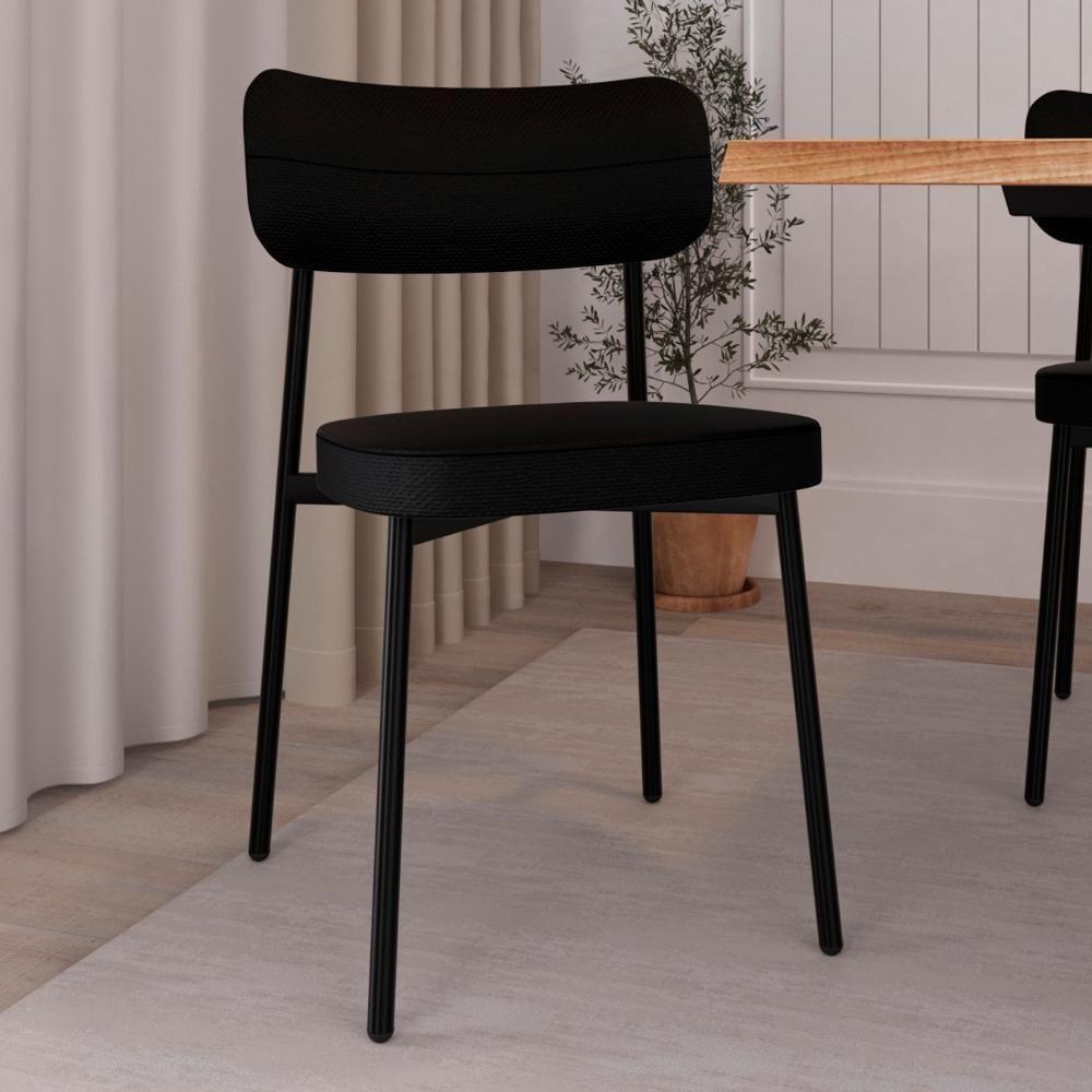 Cadeira De Jantar Estofada Kit 2 Ella M25 Linho Grafite - Mpozenato - 2