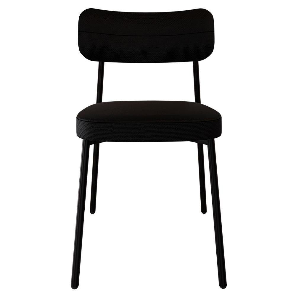 Cadeira De Jantar Estofada Kit 2 Ella M25 Linho Grafite - Mpozenato - 6