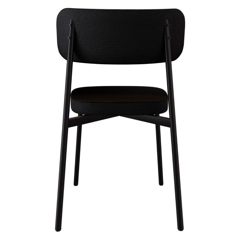 Cadeira De Jantar Estofada Kit 2 Ella M25 Linho Grafite - Mpozenato - 7