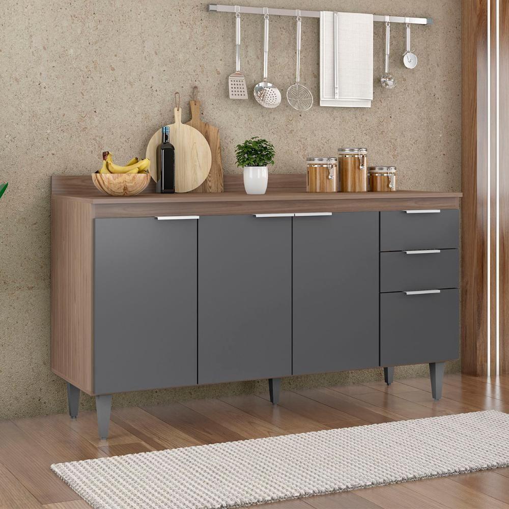 Balcão De Cozinha Com Tampo 150cm Pérola Freijó-grafite Z34 - Mpozenato - 2