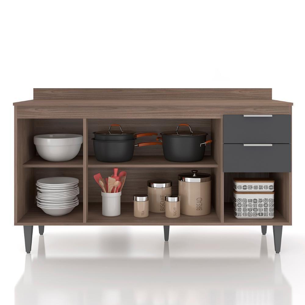 Balcão De Cozinha Com Tampo 150cm Pérola Freijó-grafite Z34 - Mpozenato - 5