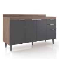 Balcão De Cozinha Com Tampo 150cm Pérola Freijó-grafite Z34 - Mpozenato - 1