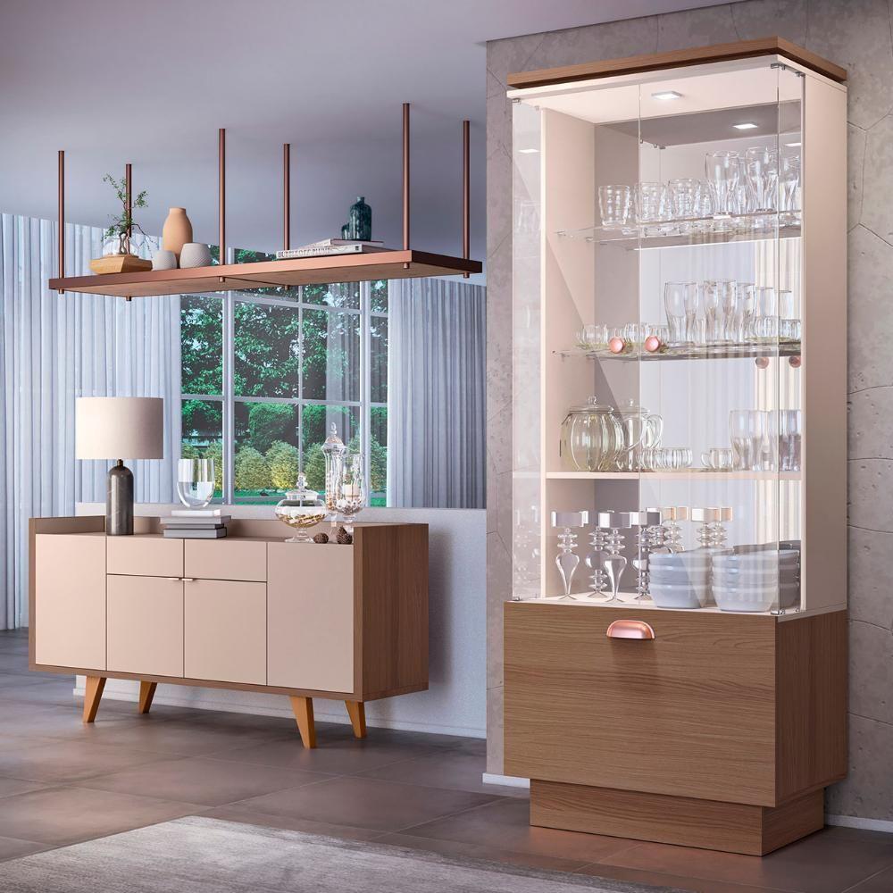 Buffet Aparador Melodia E Cristaleira Aura Off-castanho - Hb Móveis - 1