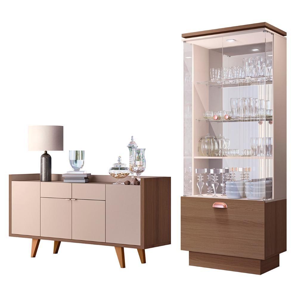 Buffet Aparador Melodia E Cristaleira Aura Off-castanho - Hb Móveis - 2