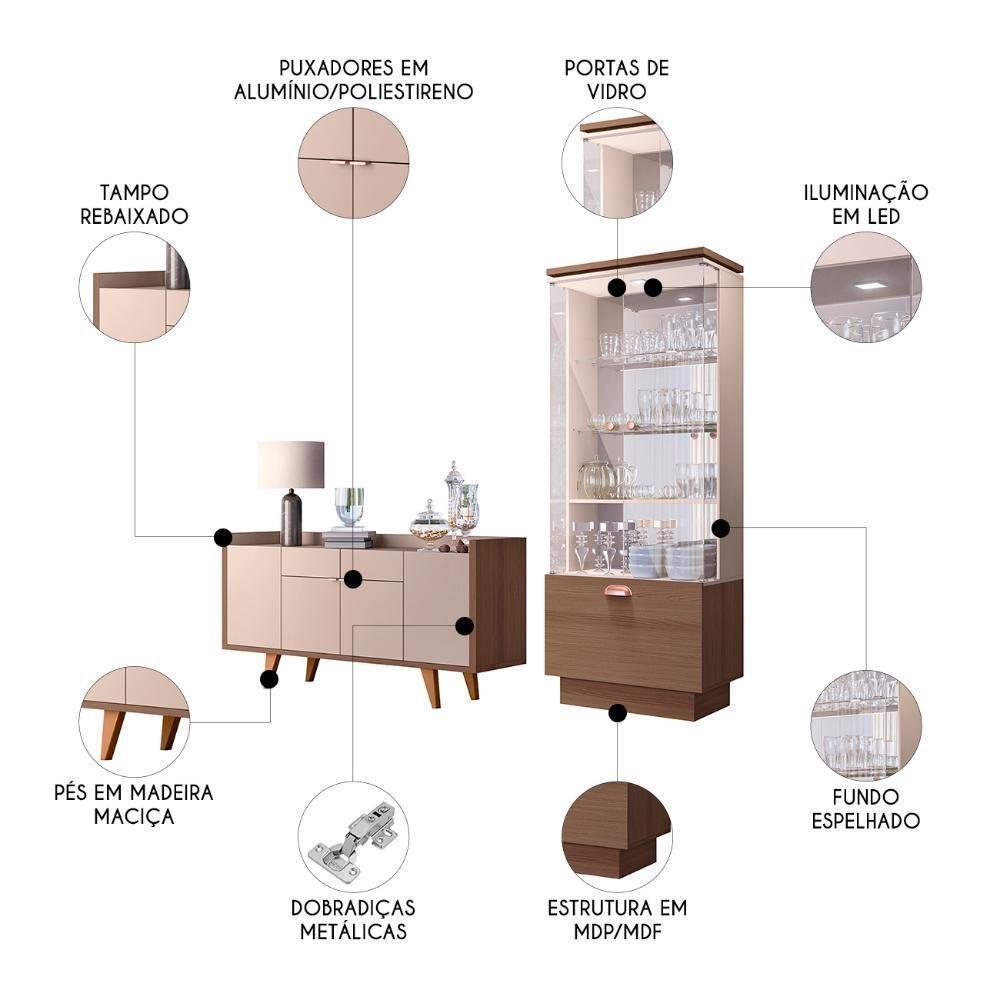 Buffet Aparador Melodia E Cristaleira Aura Off-castanho - Hb Móveis - 3