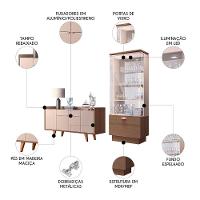 Buffet Aparador Melodia E Cristaleira Aura Off-castanho - Hb Móveis - 3