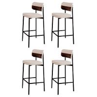 Banqueta Alta Bar Estofada Kit 4 Ella M25 Linho Palha-café - Mpozenato - 1