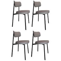 Cadeira De Jantar Estofada Kit 4 Ella M25 Linho Cinza Cl - Mpozenato - 1