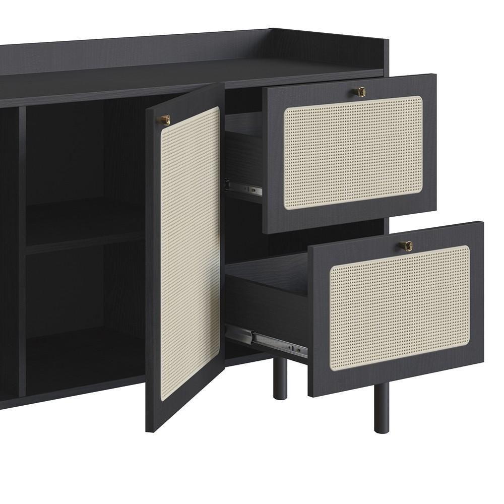 Balcão Aparador Buffet Pés De Madeira Arlo A10 Nero-preto - Mpozenato - 6