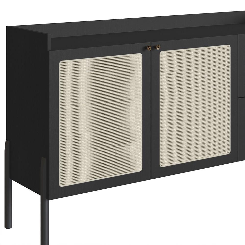 Balcão Aparador Buffet Pés De Madeira Arlo A10 Nero-preto - Mpozenato - 8