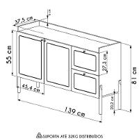 Balcão Aparador Buffet Pés De Madeira Arlo A10 Nero-preto - Mpozenato