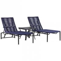 2 Espreguiçadeiras Corda Náutica Mesa Piscina Jardim Terra Cota - 1