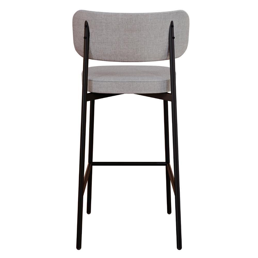 Banqueta Alta Bar Estofada Kit 2 Ella M25 Linho Cinza Cl-preto - Mpozenato - 7