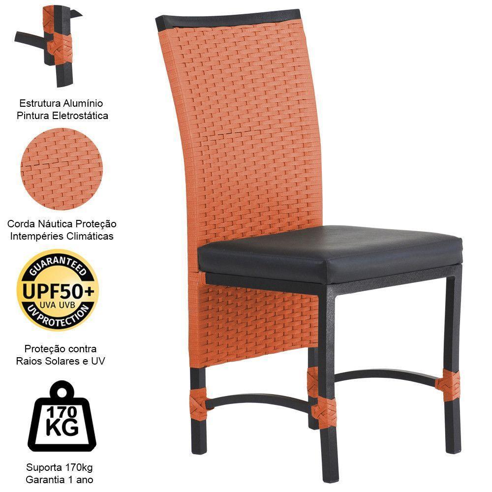 4 Cadeira Corda Náutica Saia Longa Cozinha área Edícula Terra Cota - 4