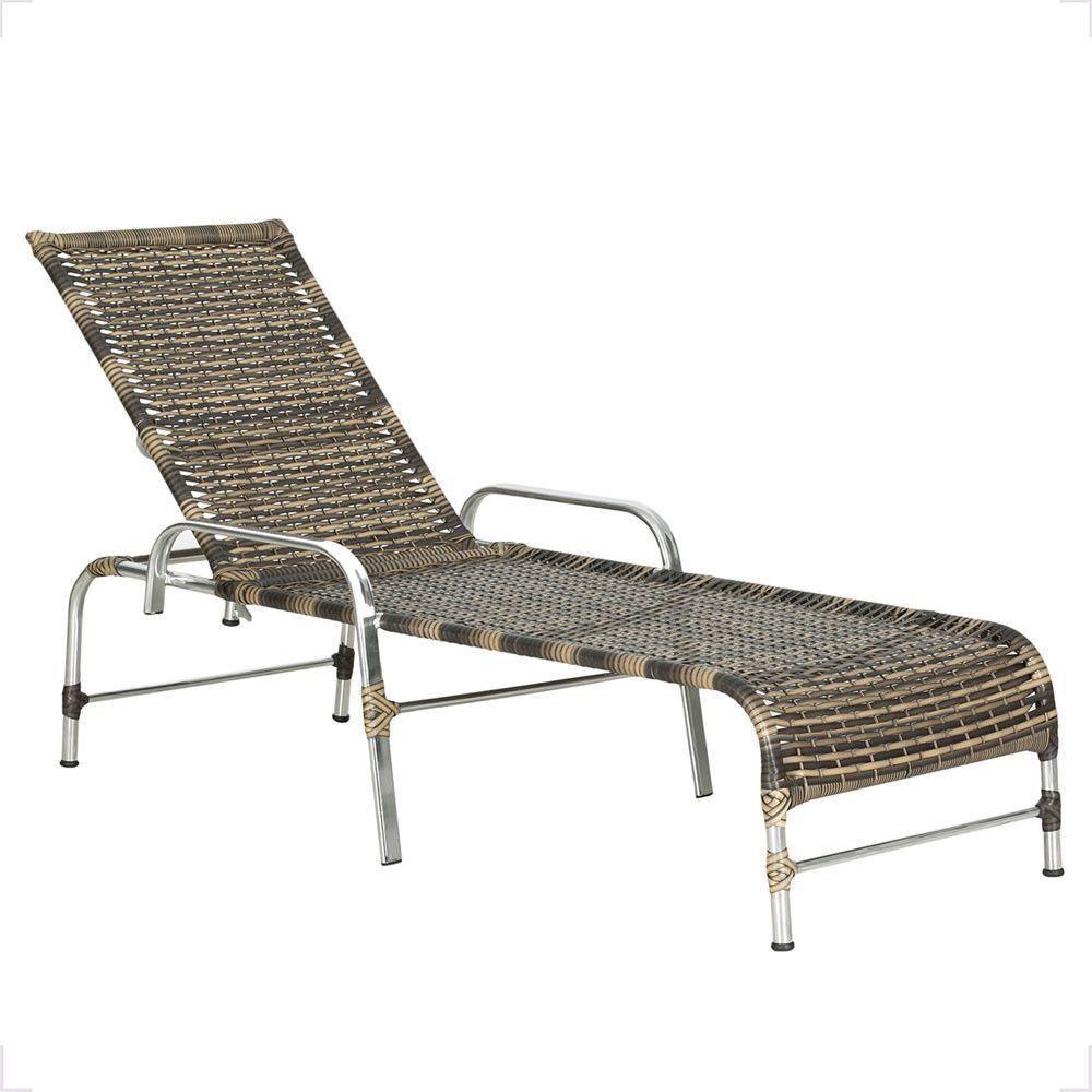 1 Espreguiçadeira Reclinável Catar Aluminio Polido E Fibra Cappuccino - 1