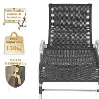 4 Espreguiçadeira Catar E 4 Mesa Garden Alumínio E Fibra Preto