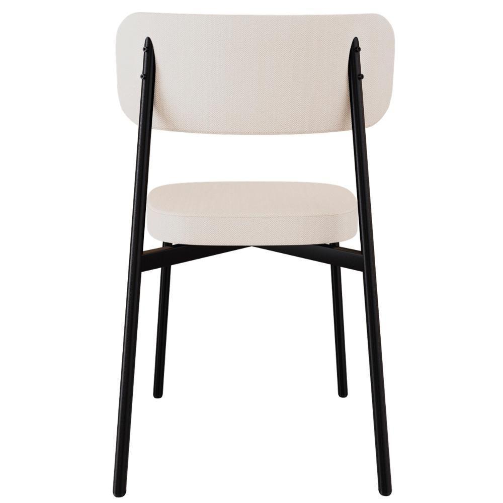 Cadeira De Jantar Estofada Kit 8 Ella M25 Linho Palha-preto - Mpozenato - 7