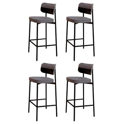 Banqueta Alta Bar Estofada Kit 4 Ella M25 Linho Cinza-preto - Mpozenato