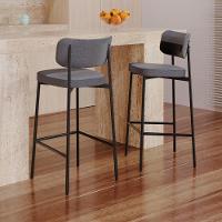 Banqueta Alta Bar Estofada Kit 4 Ella M25 Linho Cinza-preto - Mpozenato - 2