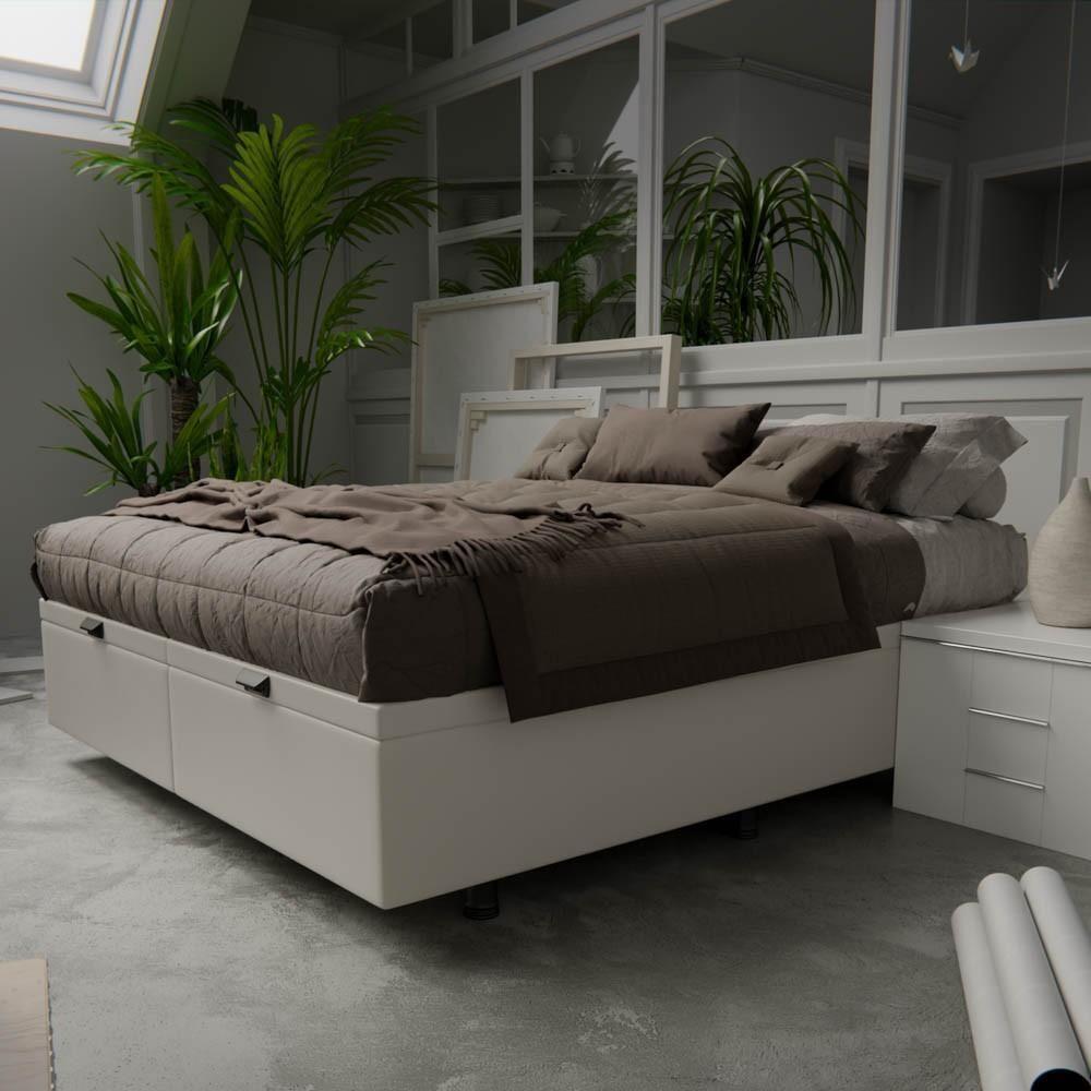 Base Box Baú Para Cama Casal King 192x203cm Bipartido Liz S05 Sintético Bege - Mpozenato - 2