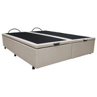 Base Box Baú Para Cama Casal King 192x203cm Bipartido Liz S05 Sintético Bege - Mpozenato - 1