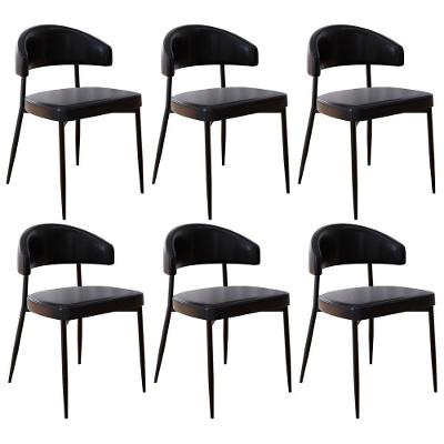 Cadeira De Jantar Estofada Kit 6 Chloe M25 Sintético Preto - Mpozenato