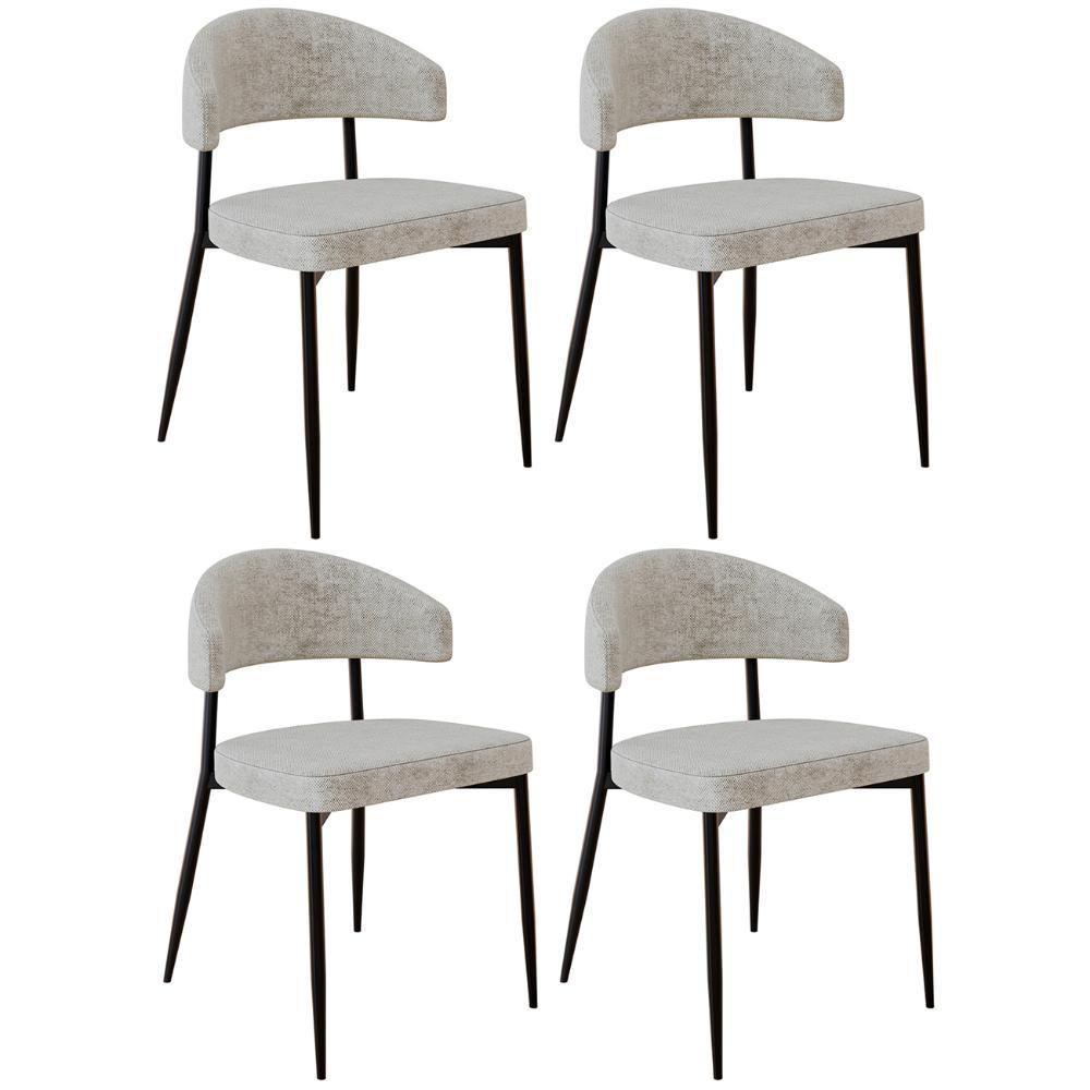 Cadeira De Jantar Estofada Kit 4 Chloe M25 Linho Lautrec Off - Mpozenato - 1