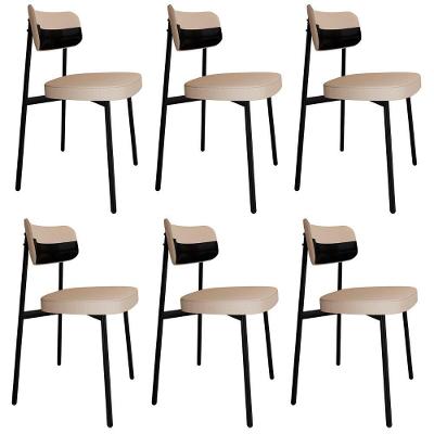 Cadeira De Jantar Estofada Kit 6 Ella M25 Linho Areia-preto - Mpozenato