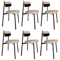 Cadeira De Jantar Estofada Kit 6 Ella M25 Linho Areia-preto - Mpozenato - 1