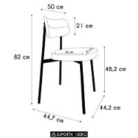 Cadeira De Jantar Estofada Kit 6 Ella M25 Linho Areia-preto - Mpozenato