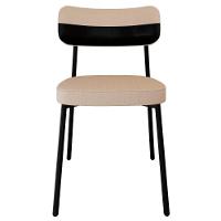 Cadeira De Jantar Estofada Kit 6 Ella M25 Linho Areia-preto - Mpozenato - 6