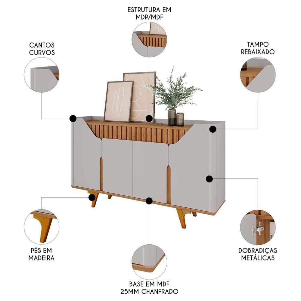 Buffet Aparador Sala De Estar 160cm Melissa Off-cinamomo B02 - Mpozenato - 3
