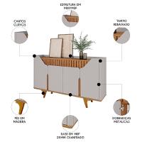 Buffet Aparador Sala De Estar 160cm Melissa Off-cinamomo B02 - Mpozenato - 3