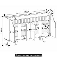 Buffet Aparador Sala De Estar 160cm Melissa Off-cinamomo B02 - Mpozenato
