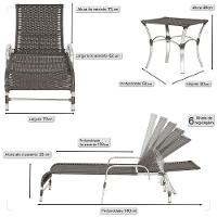 3 Espreguiçadeira Catar E 3 Mesa Garden Alumínio E Fibra Tabaco - 2