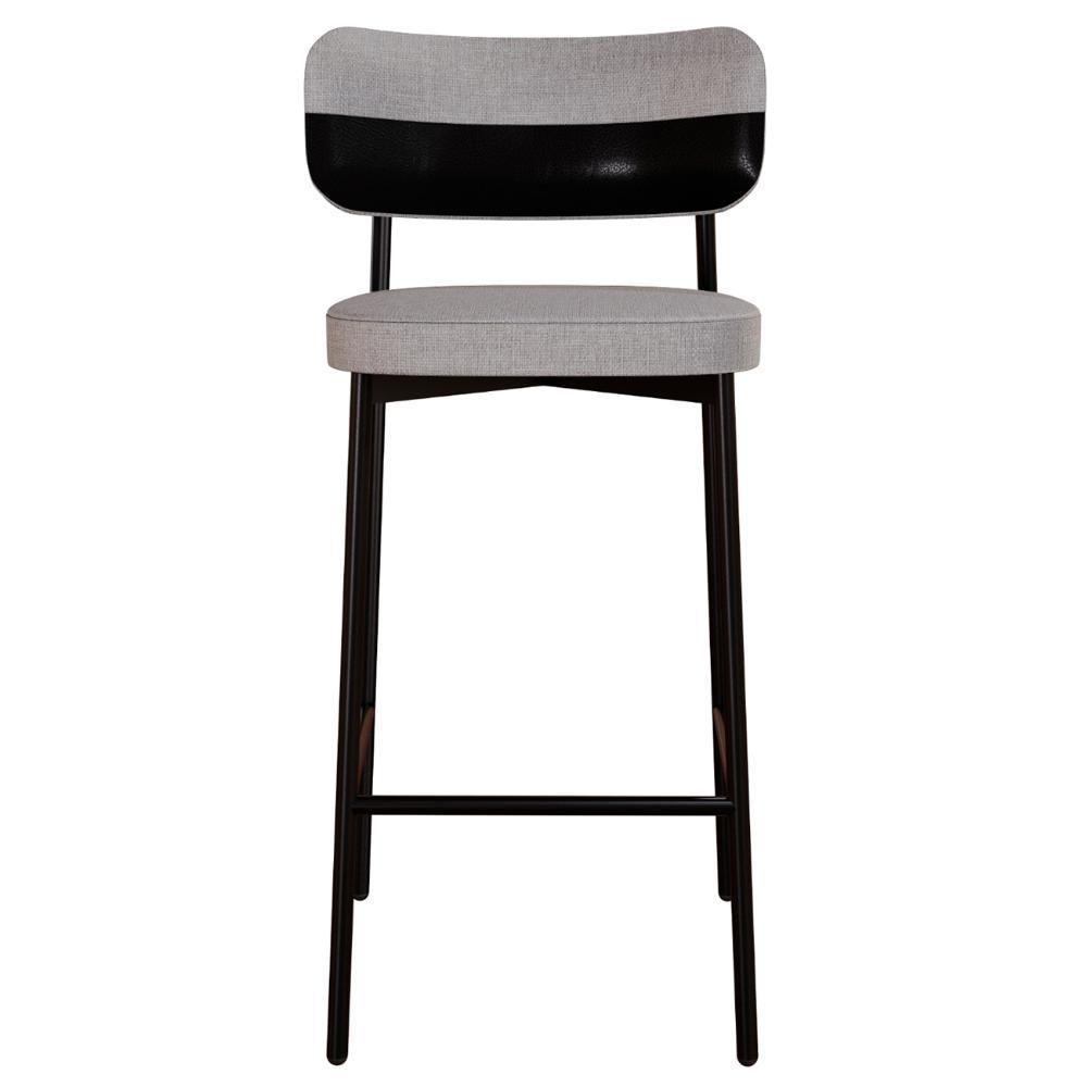 Banqueta Alta Bar Estofada Kit 4 Ella M25 Linho Cinza Cl-preto - Mpozenato - 6