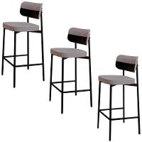 Banqueta Alta Bar Estofada Kit 4 Ella M25 Linho Cinza Cl-preto - Mpozenato - 1