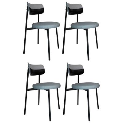 Cadeira De Jantar Estofada Kit 4 Nyka M25 Linho Cinza Cl-preto - Mpozenato