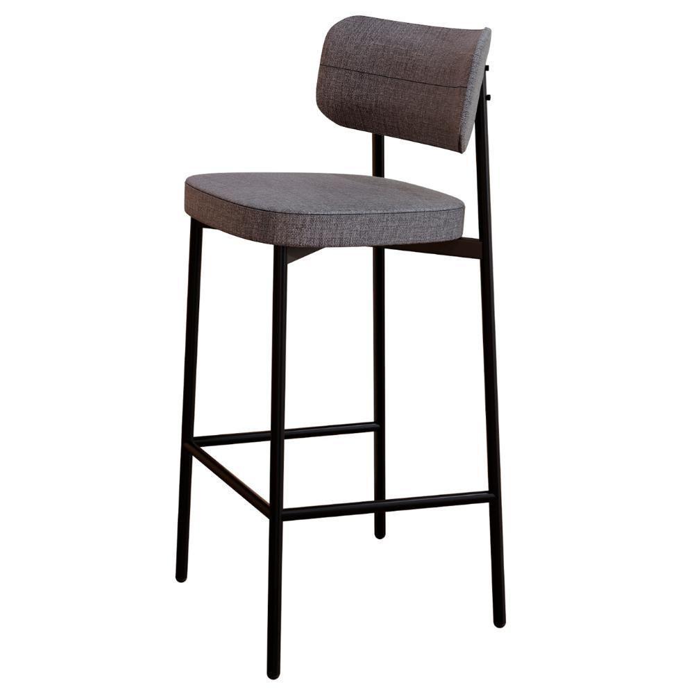 Banqueta Alta Bar Estofada Kit 6 Ella M25 Linho Cinza - Mpozenato - 5