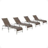 4 Espreguiçadeiras Reclinável Catar, Alumínio Polido E Fibra Argila - 1