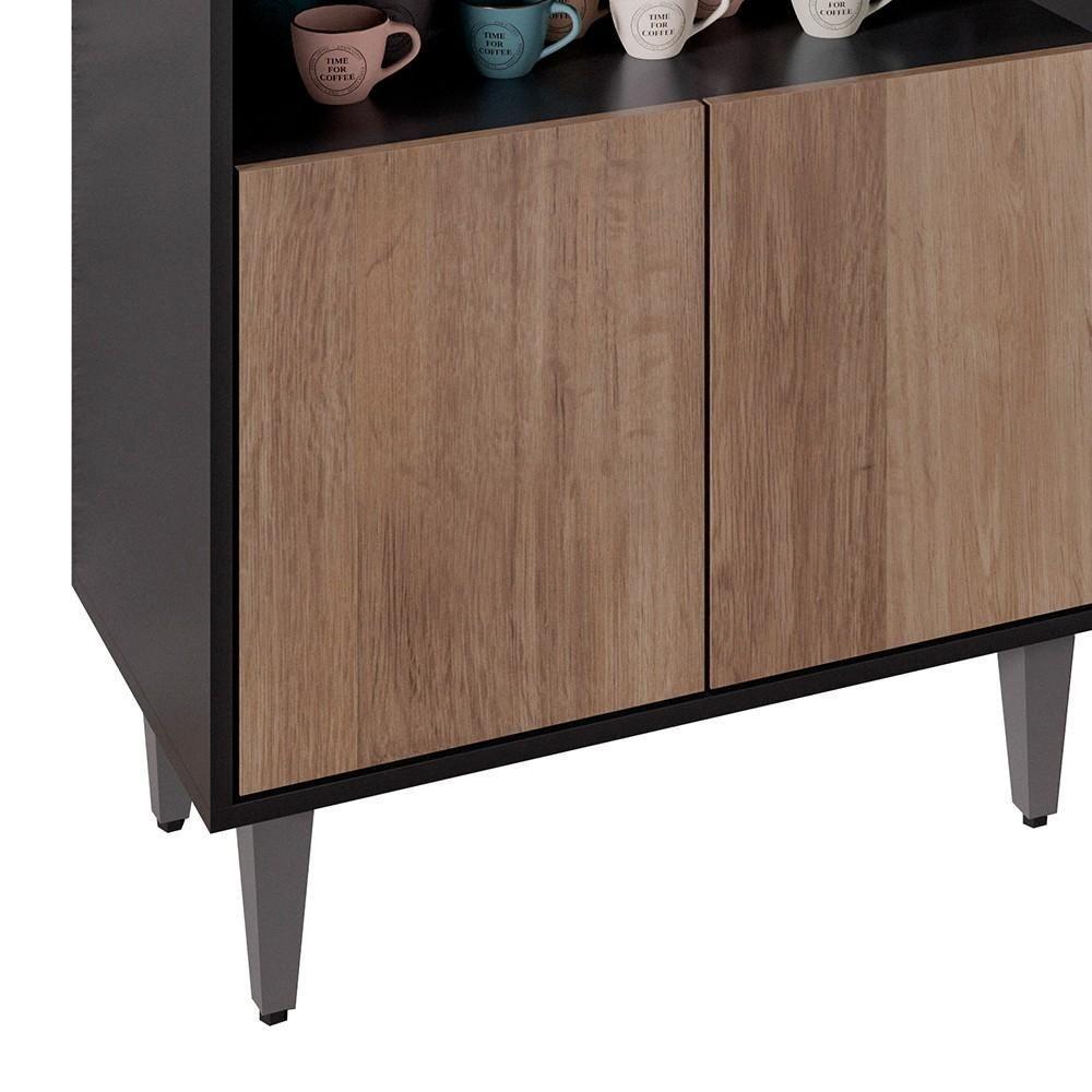 Balcão Aparador Buffet Cantinho Do Café 71cm Lice Z34 Preto-freijó - Mpozenato - 7