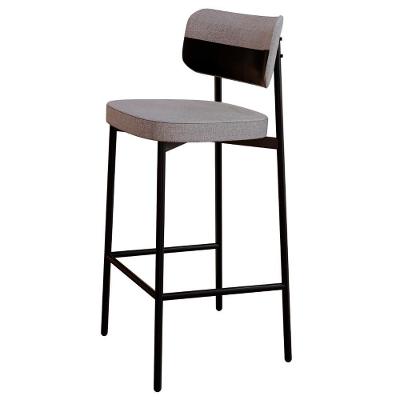 Banqueta Alta Bar Estofada Ella M25 Linho Cinza Cl-preto - Mpozenato