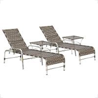 2 Espreguiçadeira Catar E 2 Mesa Garden Alumínio E Fibra Cappuccino - 1