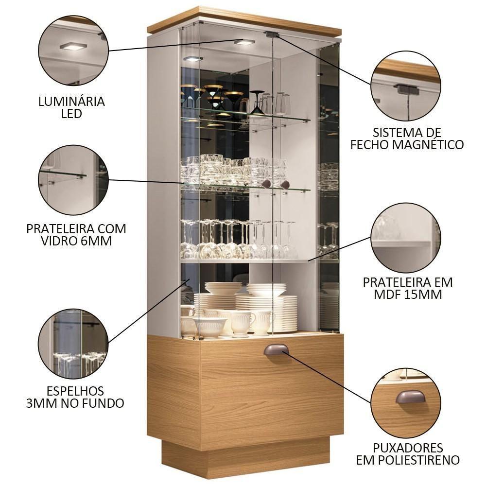 Buffet Aparador Sollare E Cristaleira Aura Off-cinamomo - Hb Móveis - 4