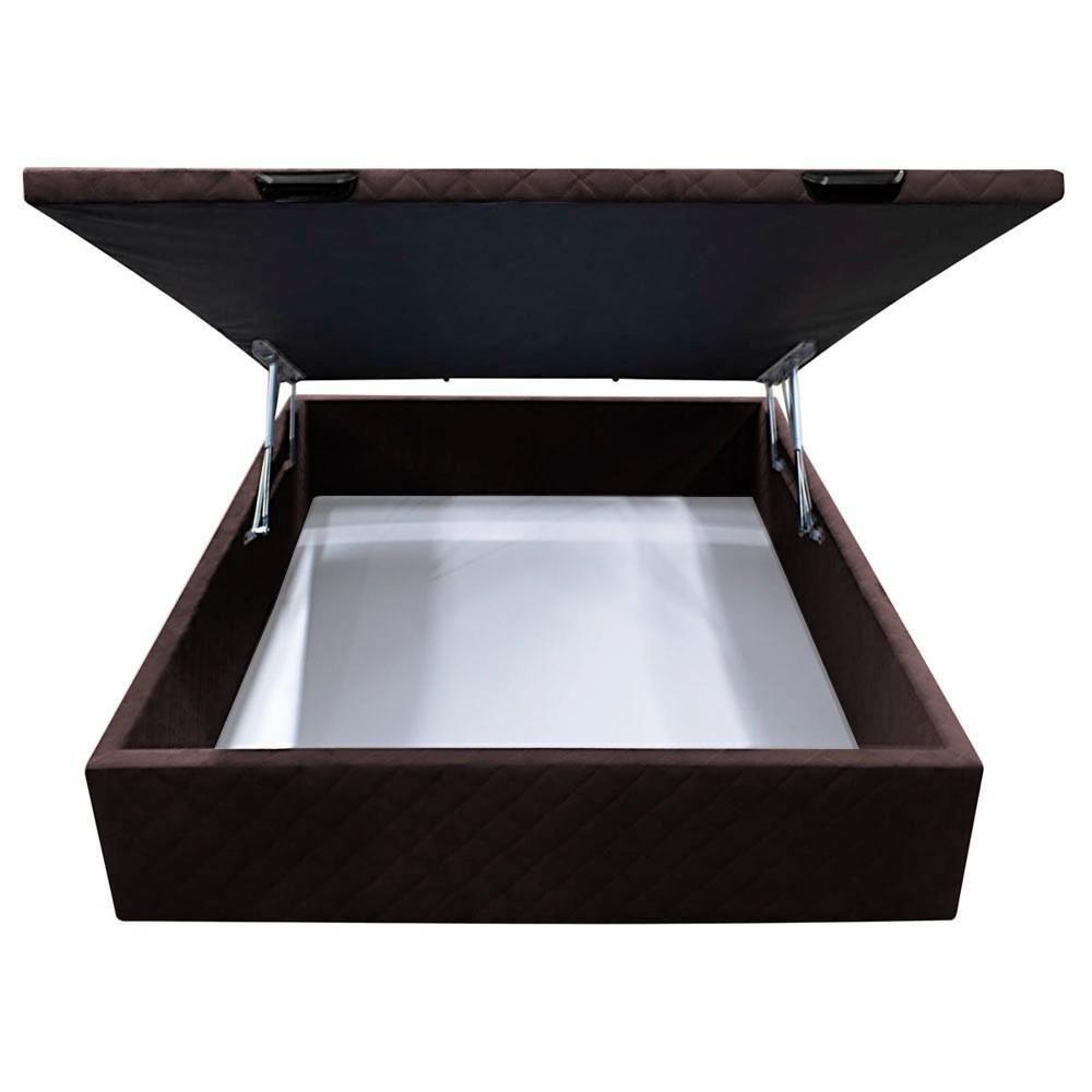 Base Box Baú Para Cama Viúva 128x188cm Liz S05 Suede Bordado Marrom - Mpozenato - 3