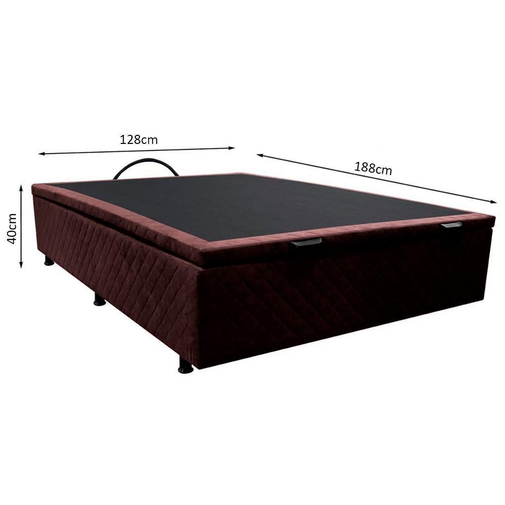 Base Box Baú Para Cama Viúva 128x188cm Liz S05 Suede Bordado Marrom - Mpozenato - 4