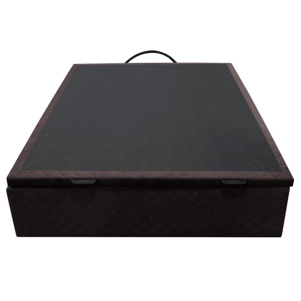 Base Box Baú Para Cama Viúva 128x188cm Liz S05 Suede Bordado Marrom - Mpozenato - 7