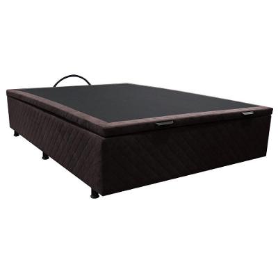 Base Box Baú Para Cama Viúva 128x188cm Liz S05 Suede Bordado Marrom - Mpozenato