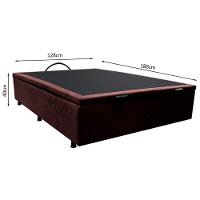 Base Box Baú Para Cama Viúva 128x188cm Liz S05 Suede Bordado Marrom - Mpozenato